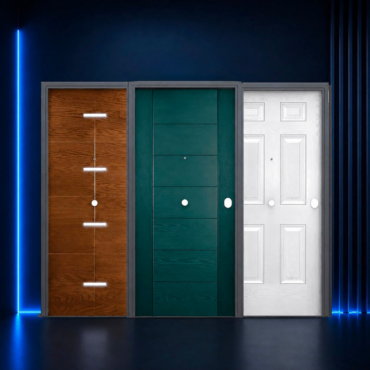 PORTES BLINDÉES THERMOENERGY RC3 AVEC PANNEAUX EN FIBRE DE VERRE / ALUMINIUM KRONOS® (EXTÉRIEUR)