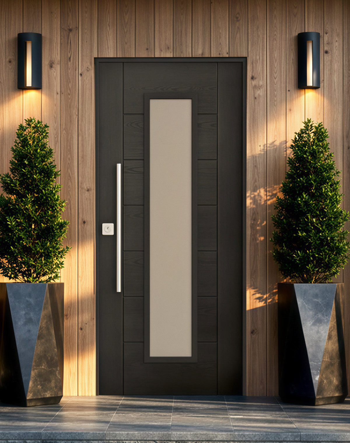 PORTES BLINDÉES VITRÉES AVEC PANNEAUX EN FIBRE DE VERRE KRONOS®